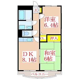 サンライズ桜台 2DKの間取図画像