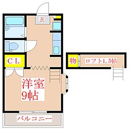 サンライフ国分2 ワンルームの間取図画像