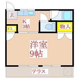 ノボリハイツ 1Kの間取図画像