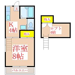 コーポプラム 1Kの間取図画像