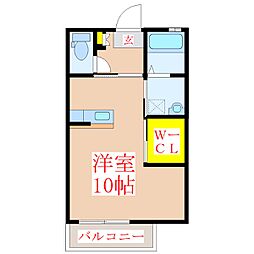 シティービュー福島A棟 ワンルームの間取図画像
