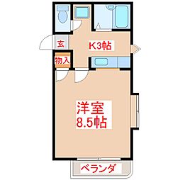 グリーンヒル東谷山 1Kの間取図画像
