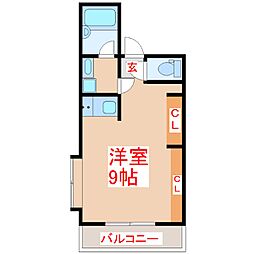 ビッグバーンズマンション谷山 ワンルームの間取図画像