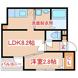 アルカディア谷山中央 1LDKの間取図画像