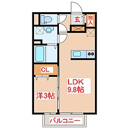 ナチュール清和 1LDKの間取図画像