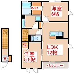セジュールサクラ6 2LDKの間取図画像