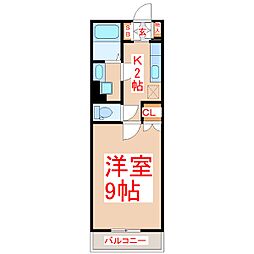 エクシード・シヅS 1Kの間取図画像