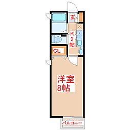 ボヌール小松原 1Kの間取図画像