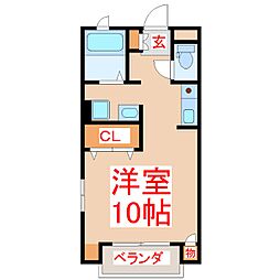 ベルリード小田 ワンルームの間取図画像
