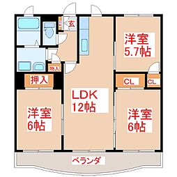 グランウェル滝ノ下 3LDKの間取図画像