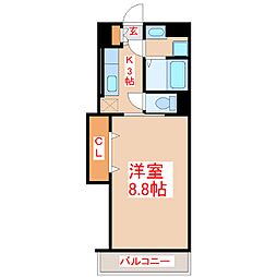 パトリ 1Kの間取図画像