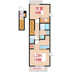 レ・フレールB棟 1LDKの間取図画像