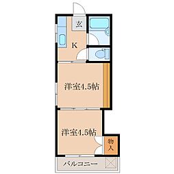 ツルマルハイツ 2Kの間取図画像