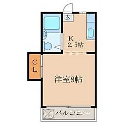 メゾン白水 ワンルームの間取図画像