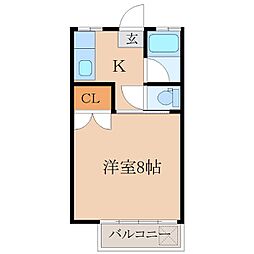 サン・テラス8 1Kの間取図画像