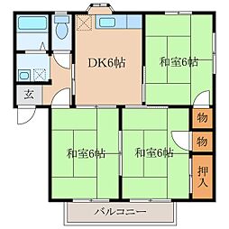 フレグランス浜崎 3DKの間取図画像