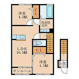 LeBonheur2 2LDKの間取図画像