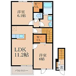 ブリーズ打馬 2LDKの間取図画像