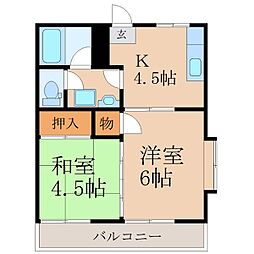 スカイマンション 2Kの間取図画像