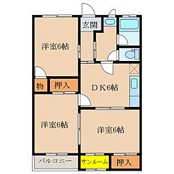 ツルマルハイツ 3DKの間取図画像