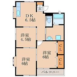 福島ラ・クォーレ 3DKの間取図画像