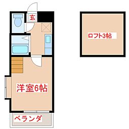 ワイズ荒田 5階1Kの間取り