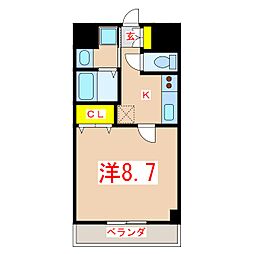 ＡＸＩＳ 2階1Kの間取り