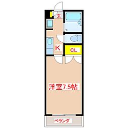れいめいみずほ 4階1Kの間取り