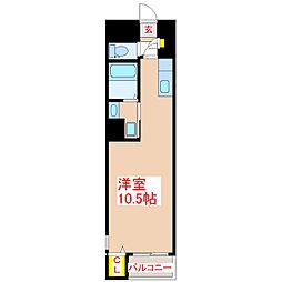 ＧＲＡＮＶＥＲＤＥ　ＳＨＩＭＯＡＲＡＴＡII 4階ワンルームの間取り