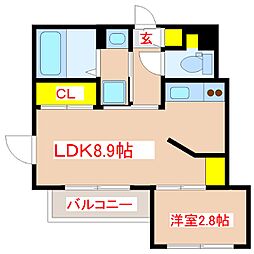 ａｚｚｕｒｒｏ 1階1LDKの間取り