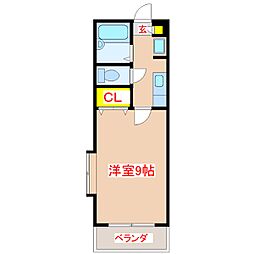 れいめいみずほ 2階1Kの間取り