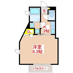 エルミタージュ荒田 3階1Kの間取り