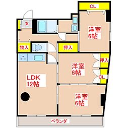 イモーレ荒田 2階3LDKの間取り