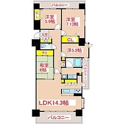 トーカンマンション鴨池通り 4LDKの間取図画像