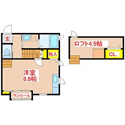 フェリスタ荒田 ワンルームの間取図画像