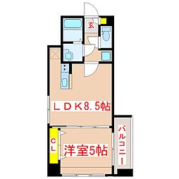 ライフテラス下荒田 1LDKの間取図画像