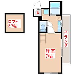 ワイズ荒田 1Kの間取図画像