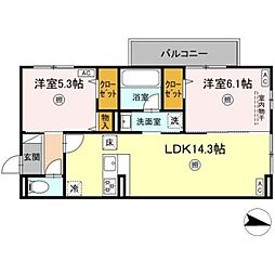 クオリティパレス真砂 2LDKの間取図画像
