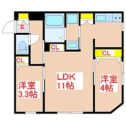 WAVEON 2LDKの間取図画像