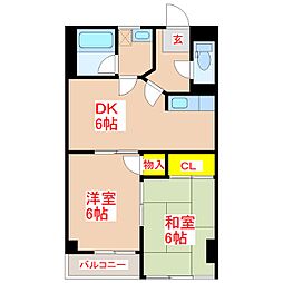 ロワイヤルヒルズ一番館 2DKの間取図画像