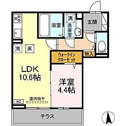 CouR18高宮E 1LDKの間取図画像