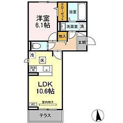 Grace　Yama（グレイス　ヤマ） 1階1LDKの間取り