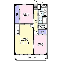コージコート 2階2LDKの間取り