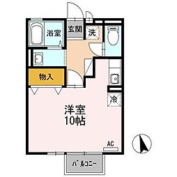 ハイブルーム 202 2階ワンルームの間取り