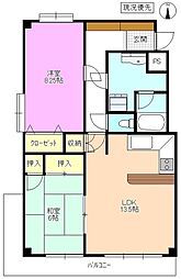 CLIE HIRATA 4階2LDKの間取り