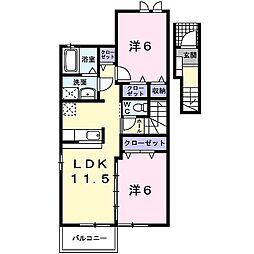 カレントハウス　さくら 2階2LDKの間取り