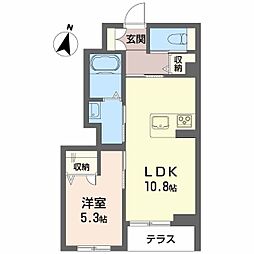 ユキ・クレール 1LDKの間取図画像
