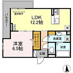 CouR18高宮E 1LDKの間取図画像