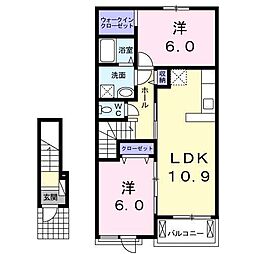 フレスクーラ蟻ヶ崎3 2LDKの間取図画像