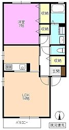 クレールアルプ 1LDKの間取図画像